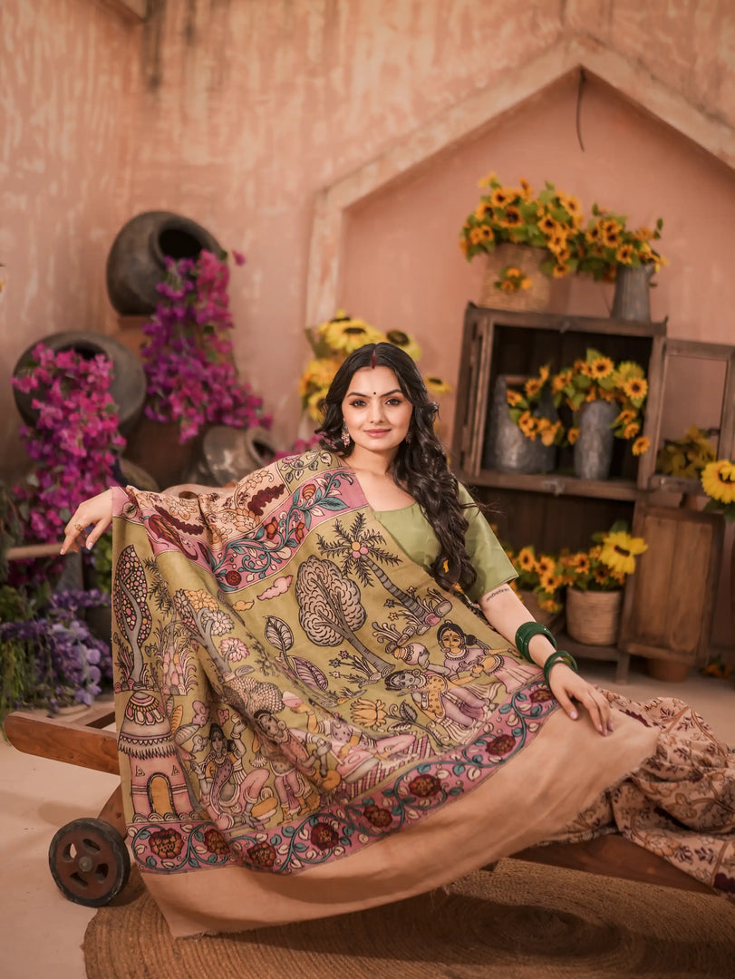 Original Kalamkari Saree With Original Vegetable Dying