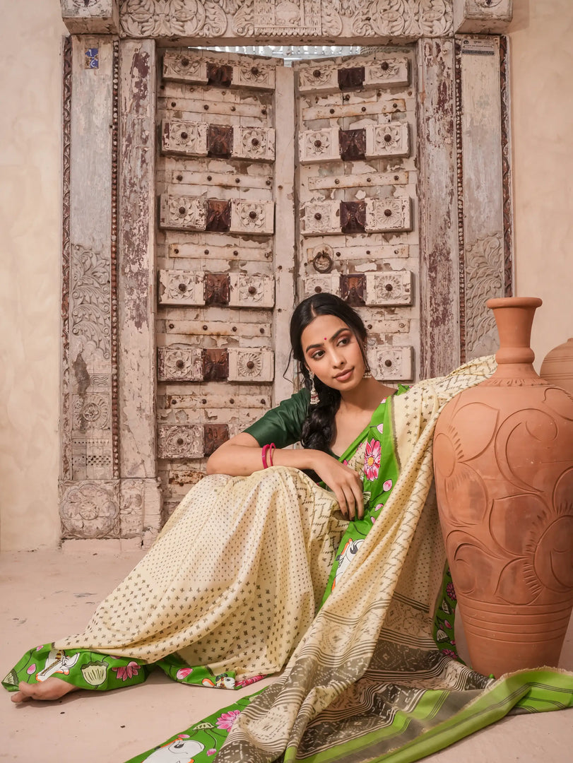 Patola Saree With Hand Printed pichwai Work