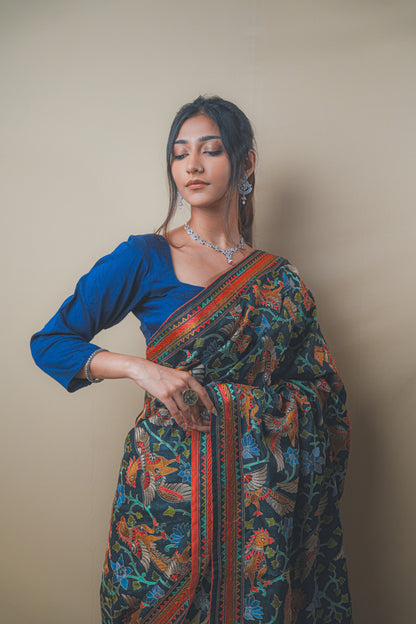 Elegant Bhagalpuri Silk Saree with Multicolor Thread Work