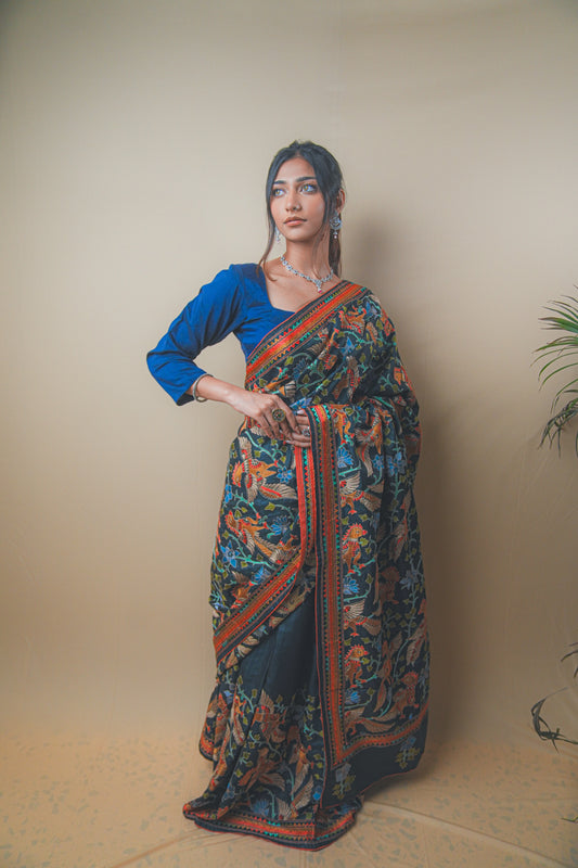 Elegant Bhagalpuri Silk Saree with Multicolor Thread Work