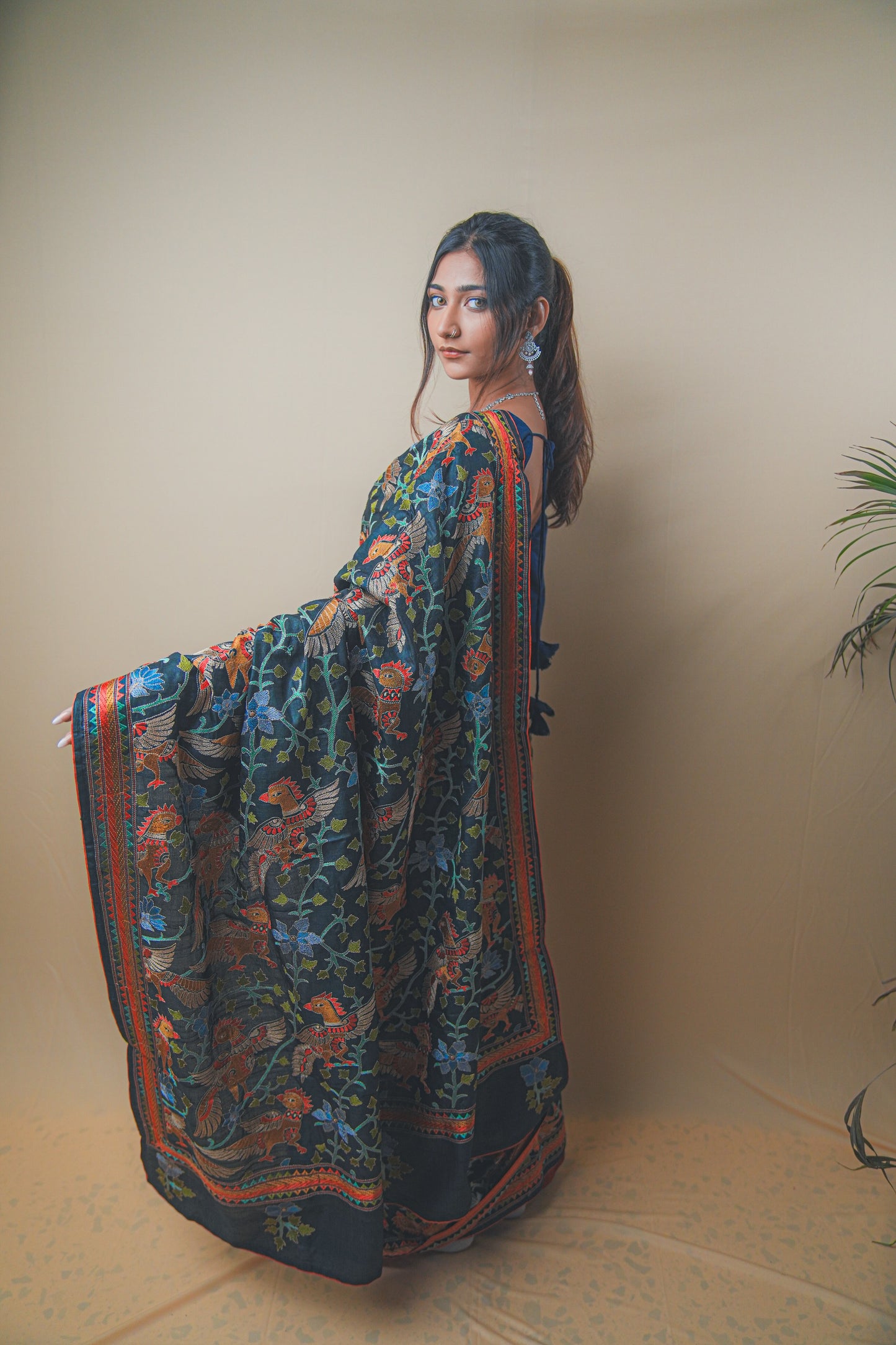 Elegant Bhagalpuri Silk Saree with Multicolor Thread Work
