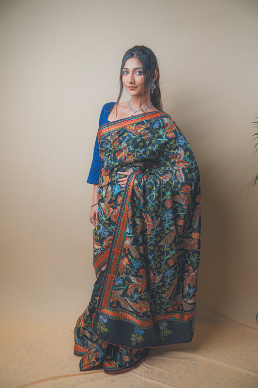 Elegant Bhagalpuri Silk Saree with Multicolor Thread Work