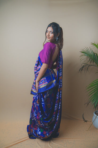 Multicolor Hyderabadi Patola Ikat Silk Saree