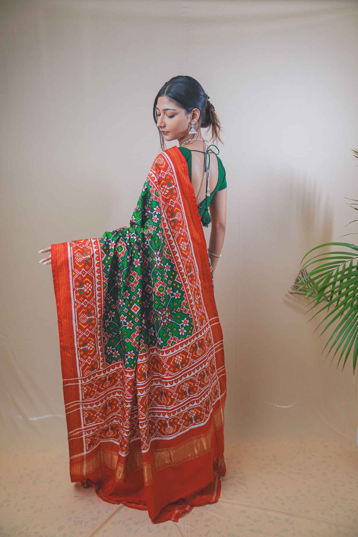 Real Patan Patola Silk Saree Featuring Intricate Navratna Design
