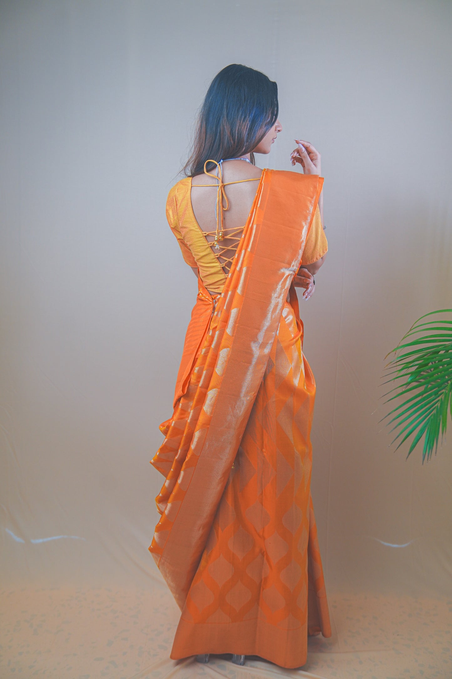 Royal Orange Kanjivaram Silk Saree with Rich Jari Weaving