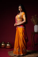 Load image into Gallery viewer, Orange and Red Silk Lehenga with Mirror Work
