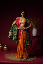 Load image into Gallery viewer, Orange and Red Silk Lehenga with Mirror Work
