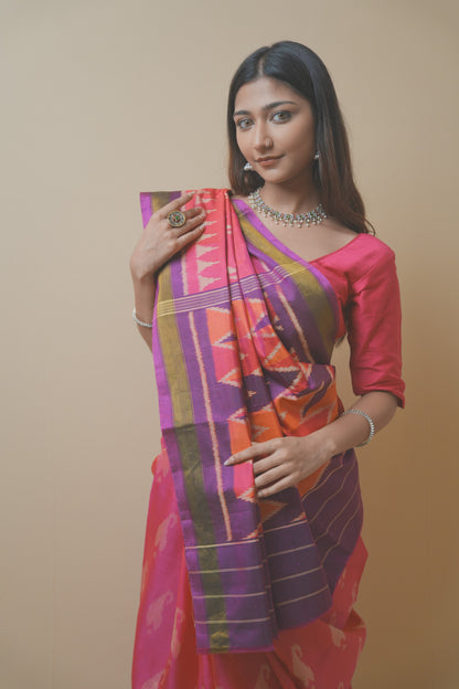 Rajkoti Patola Silk Saree with Artistic Designed Pallu