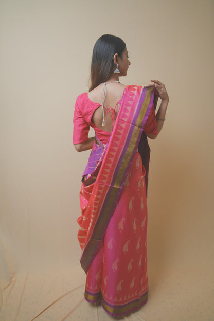 Rajkoti Patola Silk Saree with Artistic Designed Pallu