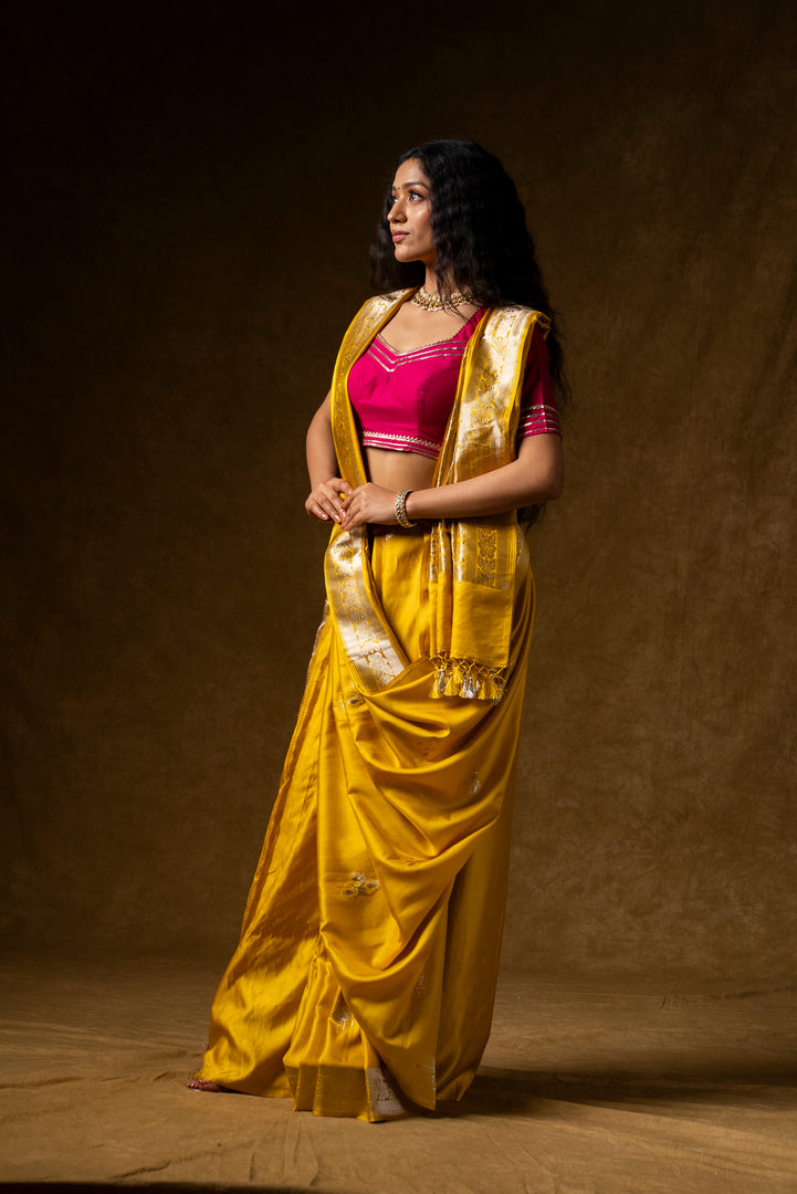 Golden Yellow Silk Saree