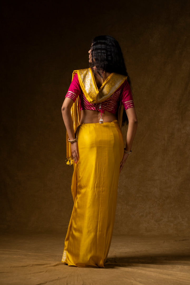 Golden Yellow Silk Saree