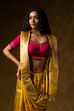 Load image into Gallery viewer, Golden Yellow Silk Saree
