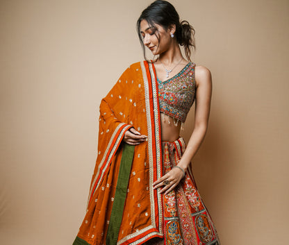 Exquisite Raw Silk Lehenga Featuring Traditional Kasab and Pita Work