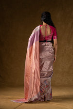 Load image into Gallery viewer, Rose Gold Silk Saree with Abstract Floral Design
