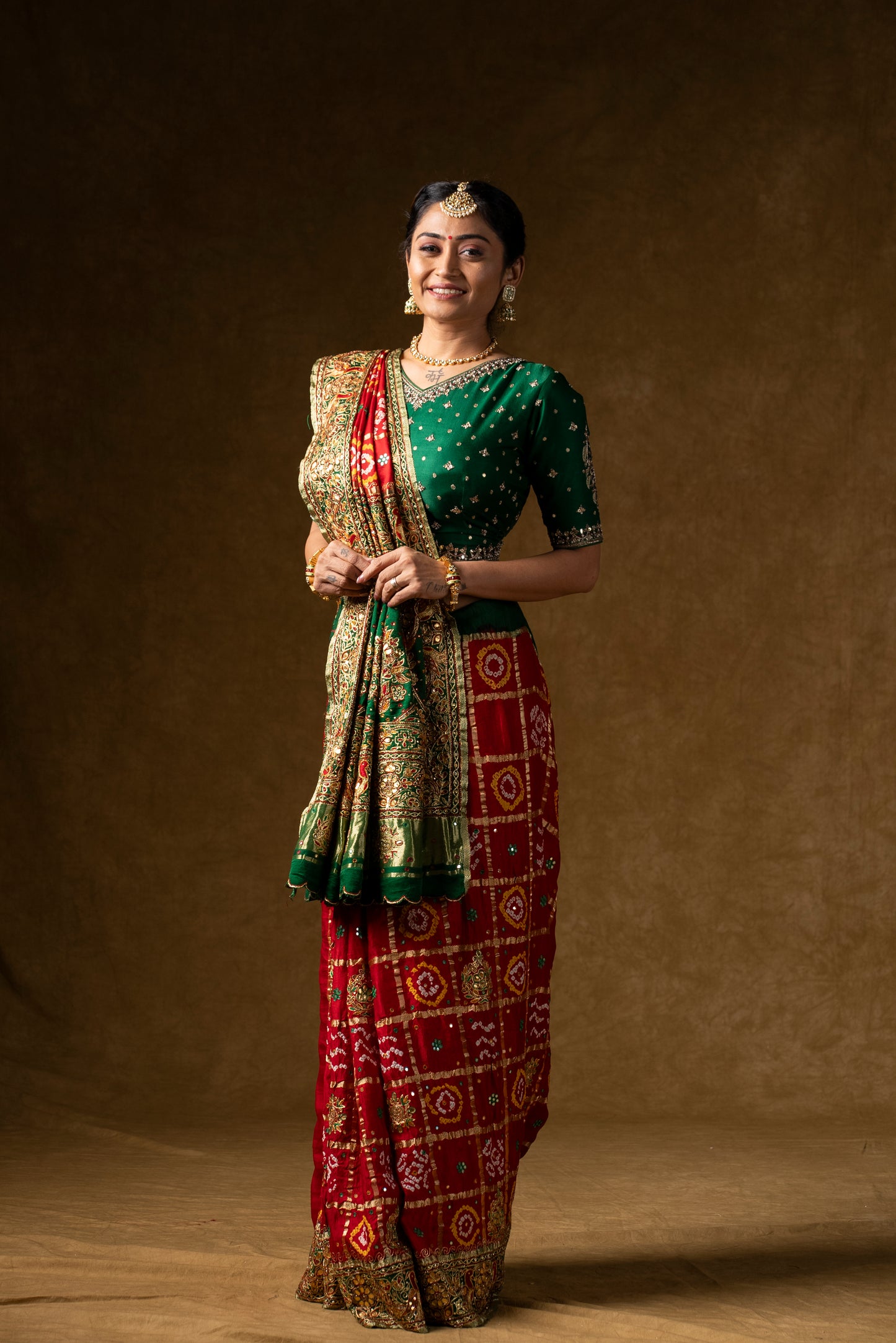 Traditional Red Bandhani Saree