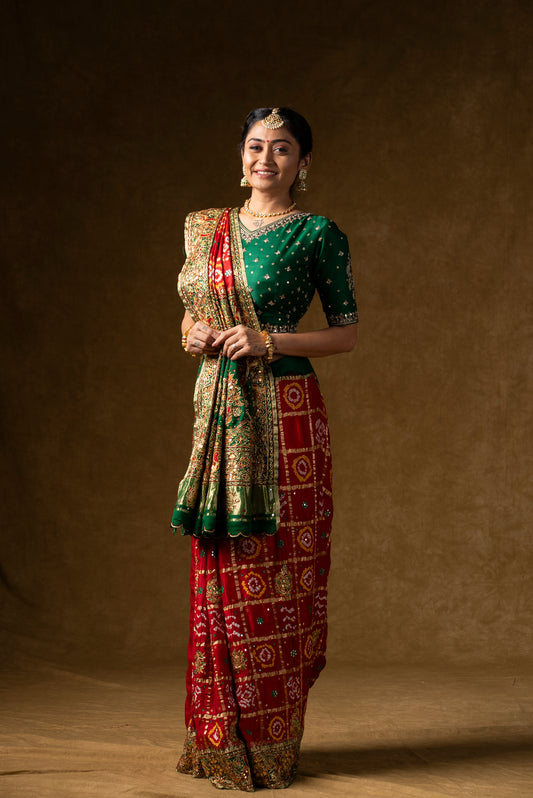 Traditional Red Bandhani Saree