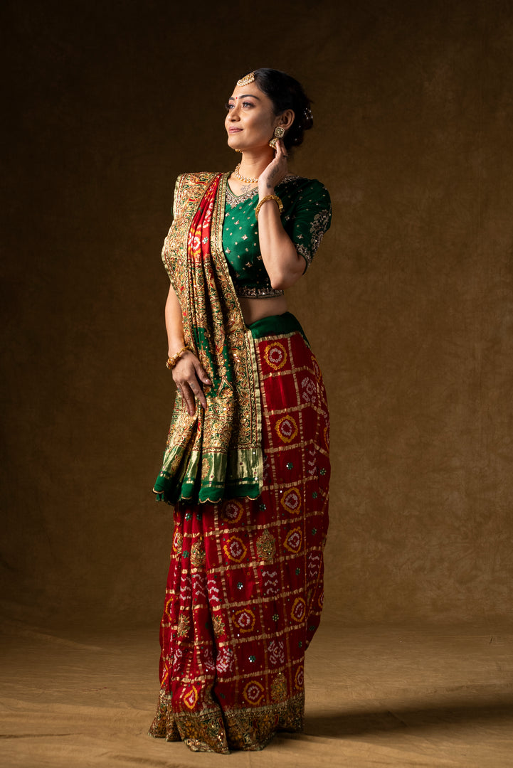 Traditional Red Bandhani Saree