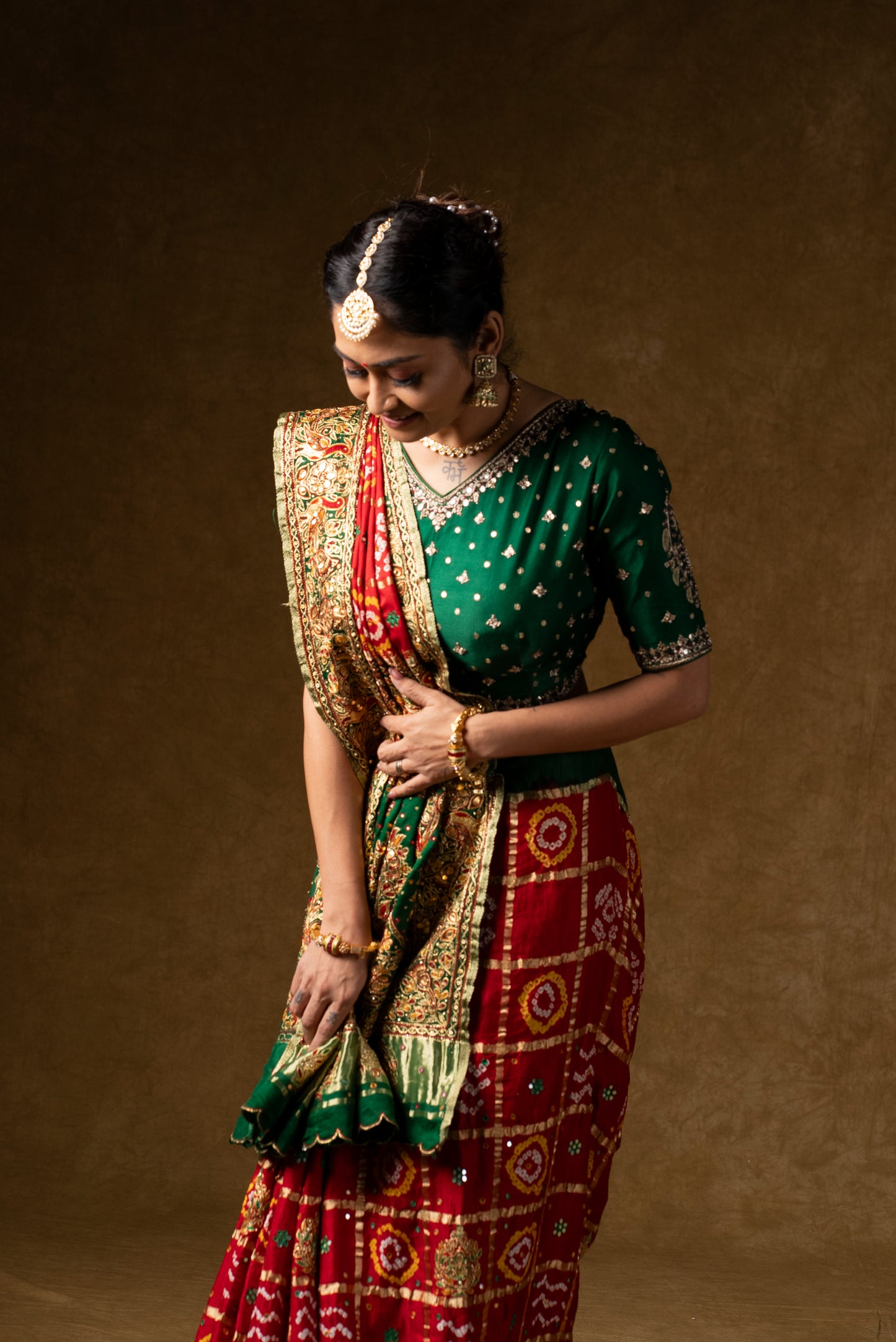 Traditional Red Bandhani Saree
