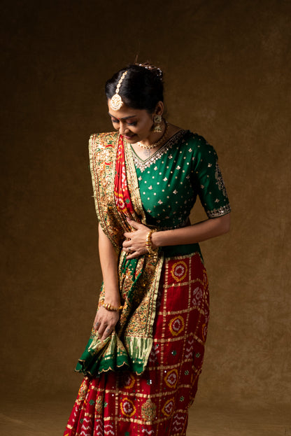 Traditional Red Bandhani Saree