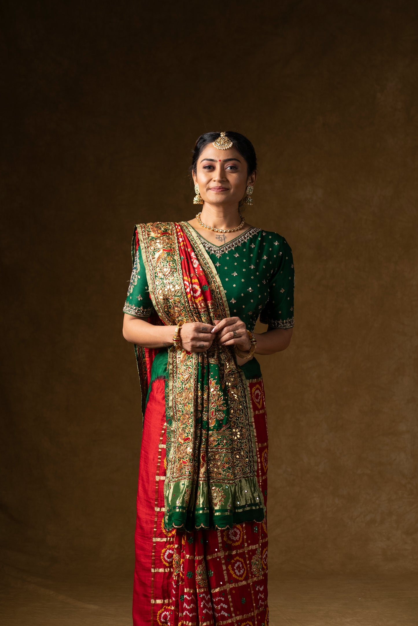 Traditional Red Bandhani Saree