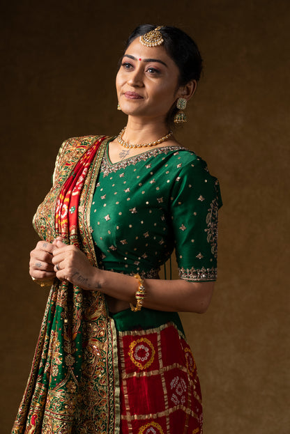 Traditional Red Bandhani Saree