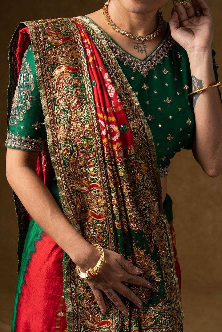 Traditional Red Bandhani Saree