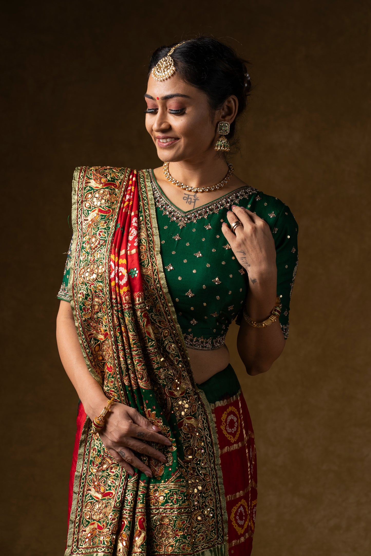 Traditional Red Bandhani Saree