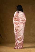 Load image into Gallery viewer, Pink Satin Silk Saree with Subtle Stripes
