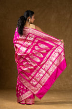 Load image into Gallery viewer, Pink Banarasi Silk Saree with Zari Work
