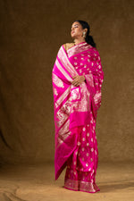 Load image into Gallery viewer, Pink Banarasi Silk Saree with Zari Work
