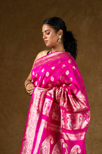 Load image into Gallery viewer, Pink Banarasi Silk Saree with Zari Work
