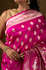 Load image into Gallery viewer, Pink Banarasi Silk Saree with Zari Work
