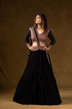 Load image into Gallery viewer, Black Mirror Work Lehenga Set
