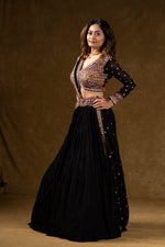 Load image into Gallery viewer, Black Mirror Work Lehenga Set
