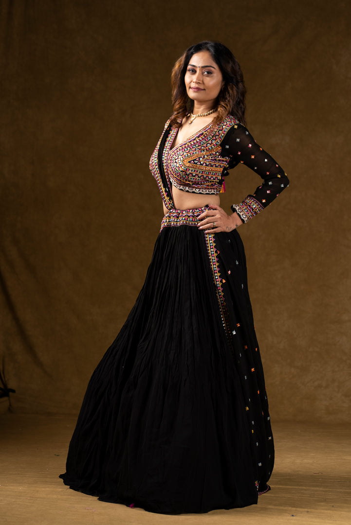 Black Mirror Work Lehenga Set