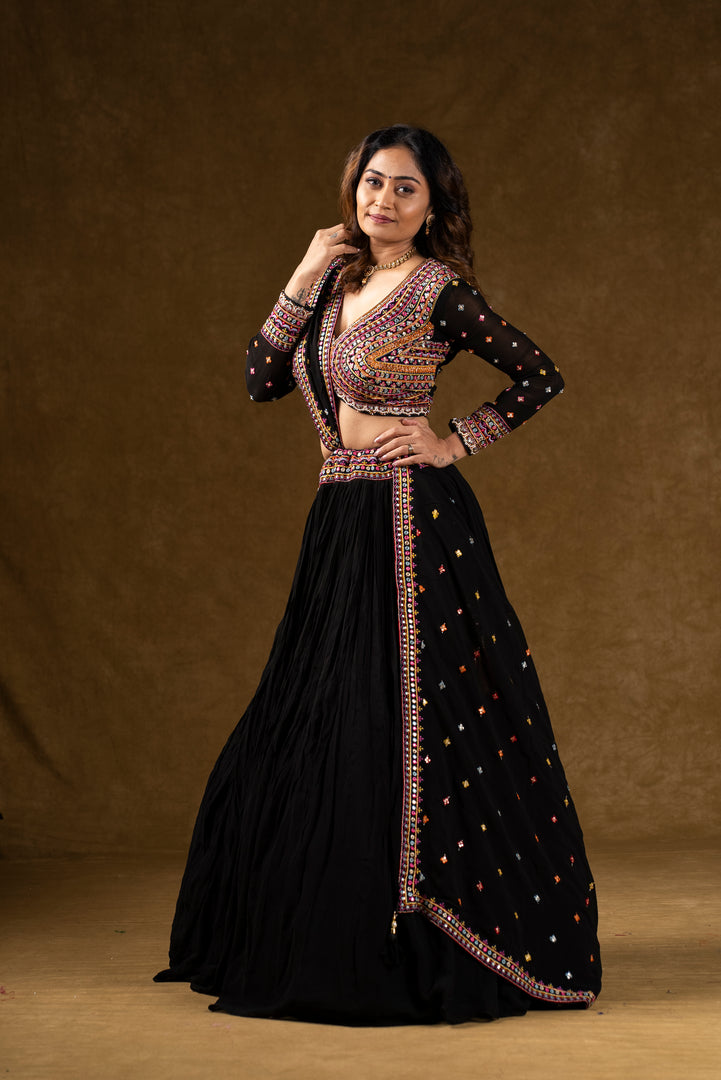 Black Mirror Work Lehenga Set