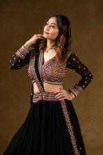 Load image into Gallery viewer, Black Mirror Work Lehenga Set
