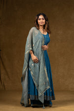 Load image into Gallery viewer, Teal Blue Flared Anarkali Set
