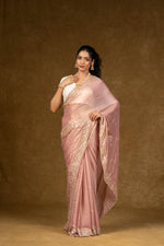 Load image into Gallery viewer, Pink Georgette Saree with Sequin Embellishments
