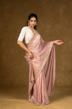 Load image into Gallery viewer, Pink Georgette Saree with Sequin Embellishments
