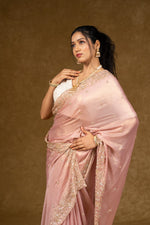 Load image into Gallery viewer, Pink Georgette Saree with Sequin Embellishments
