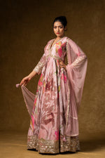 Load image into Gallery viewer, Pink Floral Anarkali Gown Set
