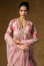 Load image into Gallery viewer, Pink Floral Anarkali Gown Set
