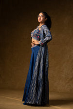 Load image into Gallery viewer, Navy Blue Indo-Western Palazzo Set
