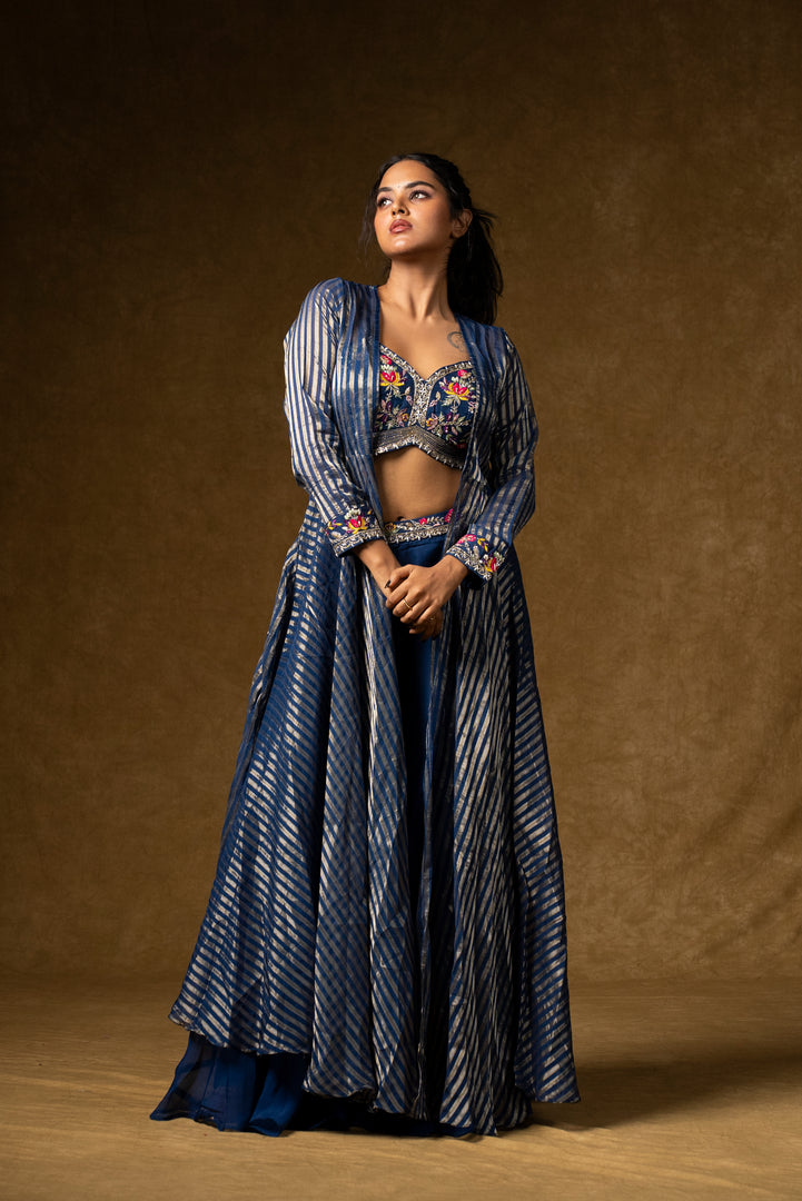 Navy Blue Indo-Western Palazzo Set