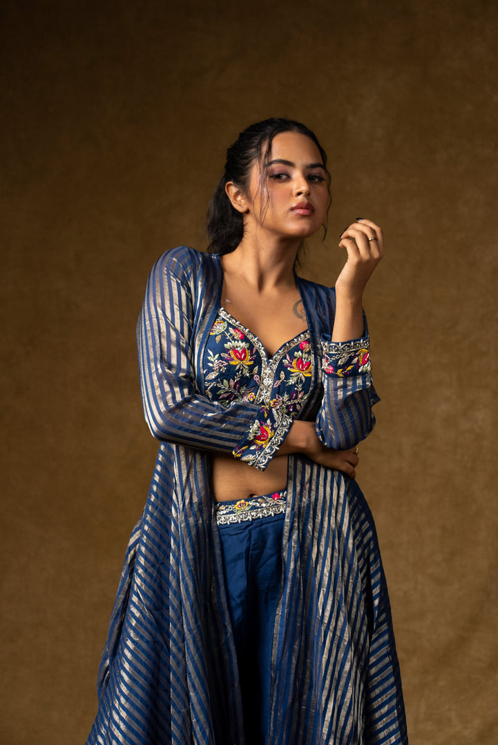 Navy Blue Indo-Western Palazzo Set