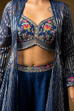 Load image into Gallery viewer, Navy Blue Indo-Western Palazzo Set
