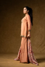 Load image into Gallery viewer, Peach Embroidered Sharara Set
