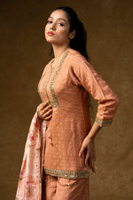 Load image into Gallery viewer, Peach Embroidered Sharara Set
