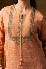 Load image into Gallery viewer, Peach Embroidered Sharara Set
